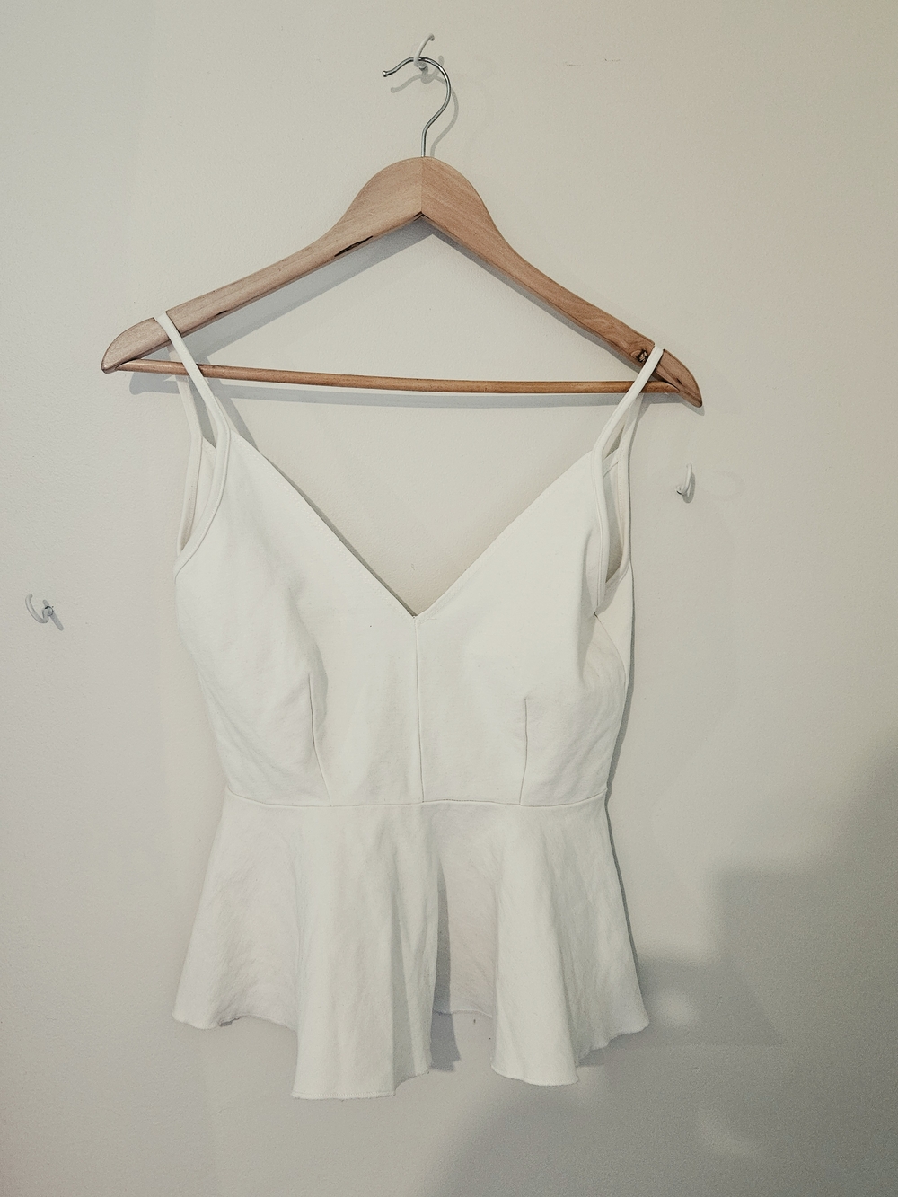 White Peplum Cami Top - Classic V-Neck
